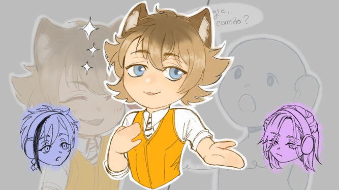 Ruggie, Floyd y Vil (comic formato chibi)